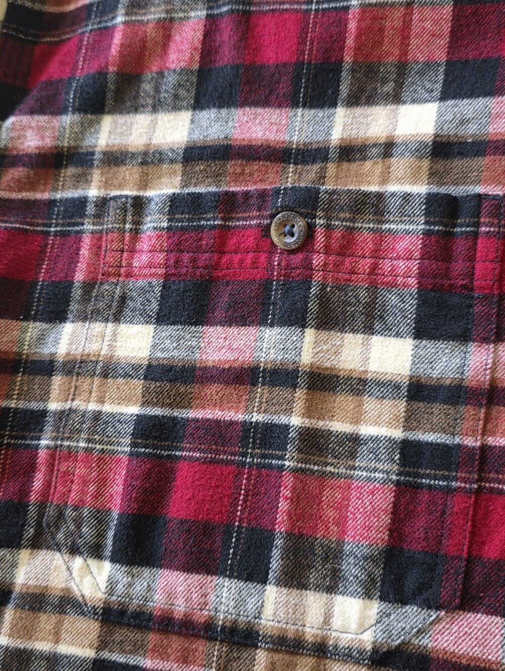 Carhartt Men's Red and Cream Plaid Button-Down Shirt - Picture 3 of 4